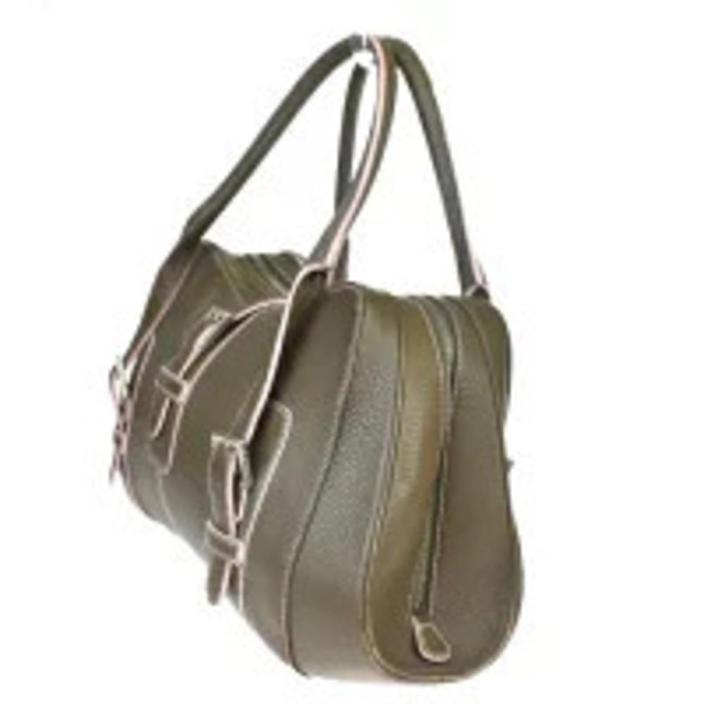 Loewe leather Khaki Handbag Green pink